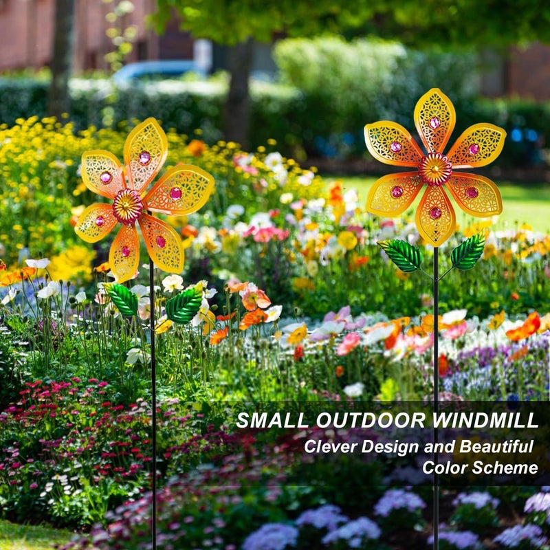 Senflame ​Garden Wind Spinners & ​Metal Wind Sculptures - ​Outdoor Windmill Decor with Vibrant Yellow, ​Yard Art for Patio Lawn Garden Ornament, Dynamic ​Wind Spinner Sculpture for Landscape Decor - Image 2